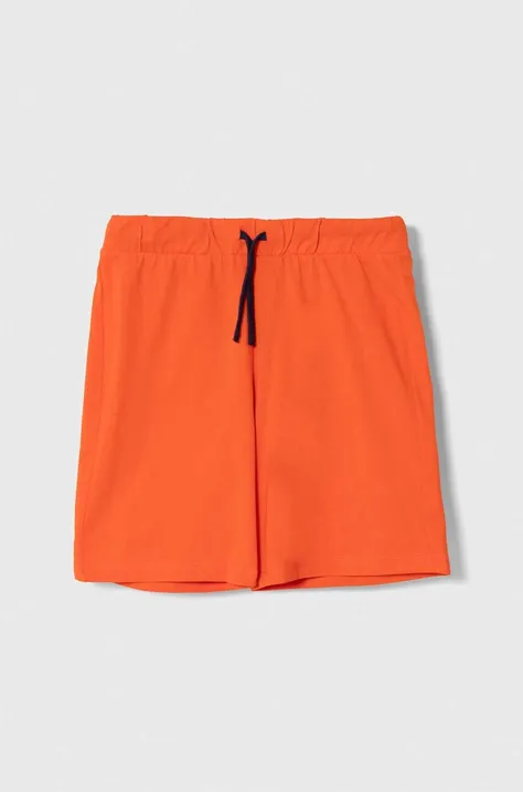 Детски памучен къс панталон United Colors of Benetton в оранжево с регулируема талия