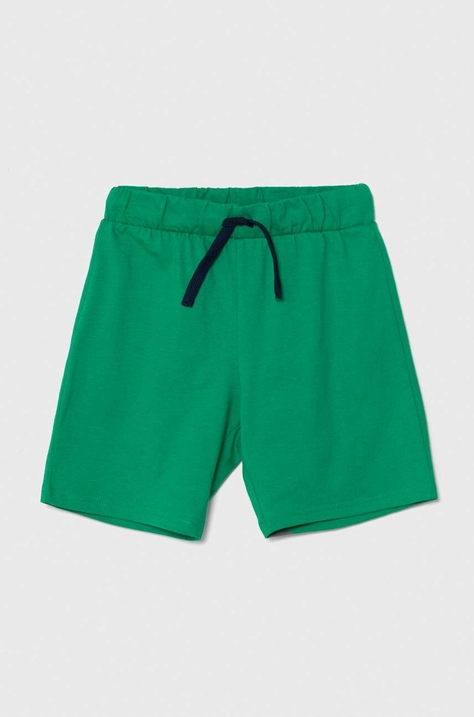 United Colors of Benetton pantaloni scurți din bumbac pentru copii culoarea verde, talie reglabila