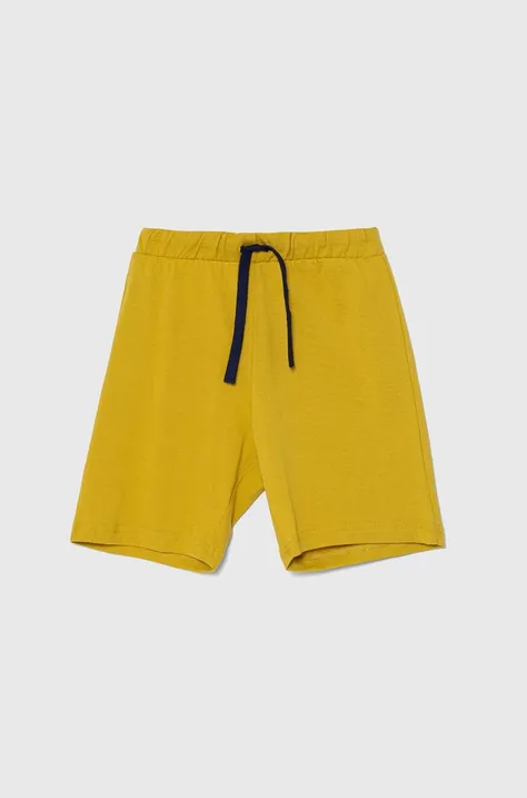 United Colors of Benetton pantaloni scurți din bumbac pentru copii culoarea galben, talie reglabila