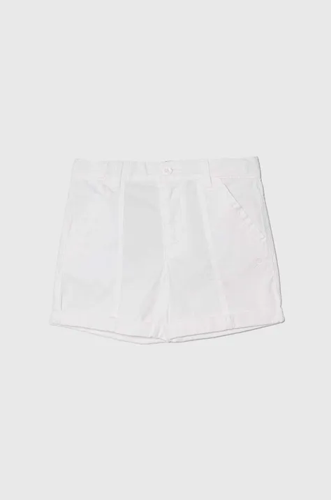 Детски памучен къс панталон United Colors of Benetton в бяло с регулируема талия