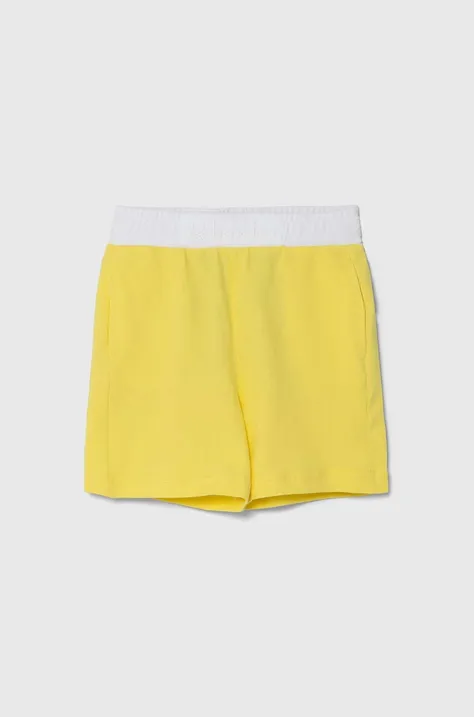 Dječje pamučne kratke hlače United Colors of Benetton boja: žuta, podesivi struk