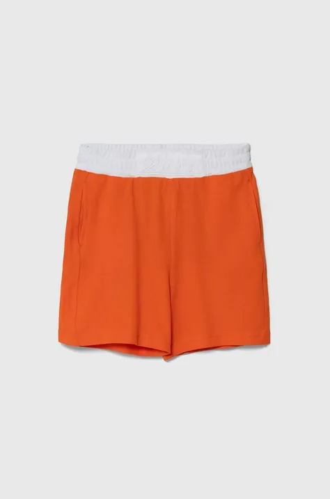 Dječje pamučne kratke hlače United Colors of Benetton boja: narančasta, podesivi struk