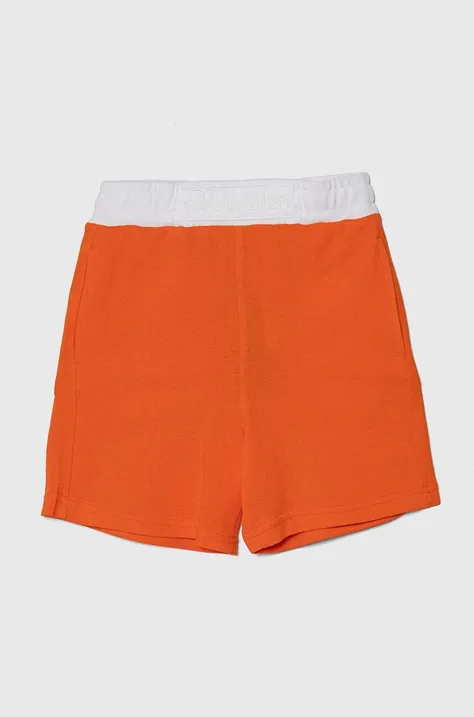 Detské bavlnené šortky United Colors of Benetton oranžová farba, nastaviteľný pás
