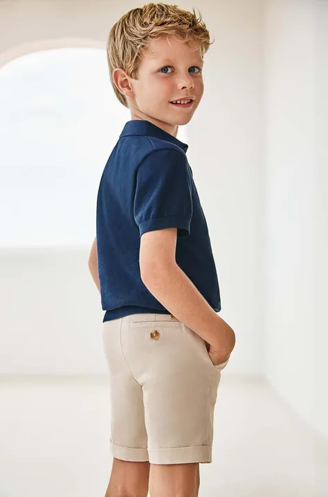 Детски къс панталон с лен Mayoral в бежово с регулируема талия