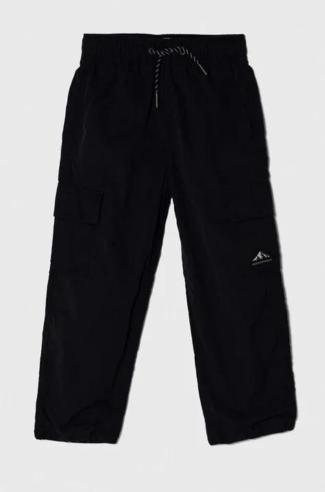 Detské nohavice Abercrombie & Fitch čierna farba, s nášivkou