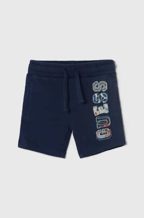 Otroške bombažne kratke hlače Guess mornarsko modra barva