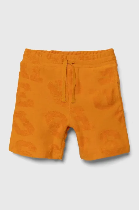 Guess pantaloni scurți din bumbac pentru copii culoarea portocaliu, talie reglabila