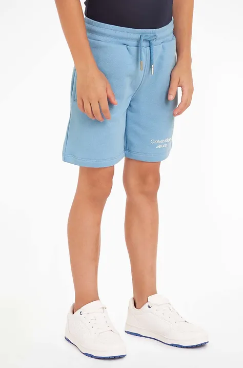 Calvin Klein Jeans szorty dziecięce kolor niebieski regulowana talia