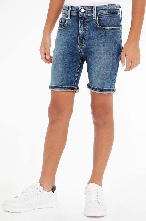 Calvin Klein Jeans pantaloni scurti din denim pentru copii culoarea albastru marin