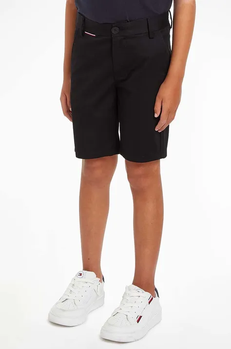 Detské krátke nohavice Tommy Hilfiger čierna farba