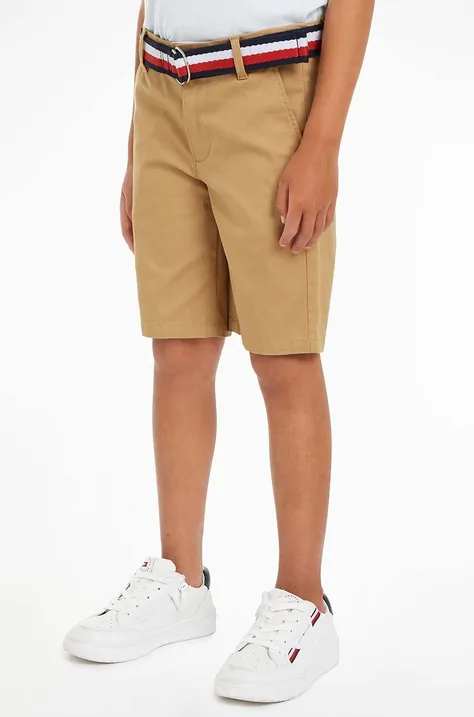 Detské krátke nohavice Tommy Hilfiger béžová farba