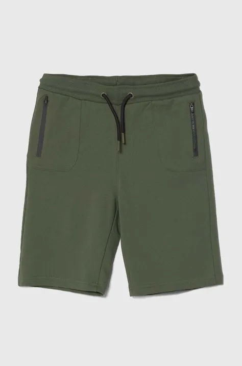 Detské krátke nohavice zippy zelená farba, nastaviteľný pás