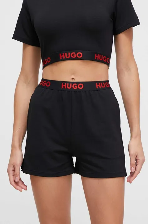 HUGO pantaloni scurți de pijama femei, culoarea negru 50490600