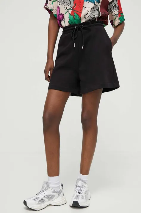 Iceberg pantaloni scurti femei, culoarea negru, neted, high waist