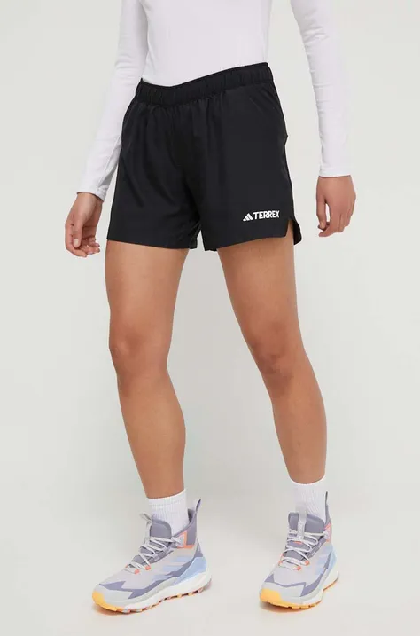 Sportske kratke hlače adidas TERREX Multi za žene, boja: crna, bez uzorka, srednje visoki struk