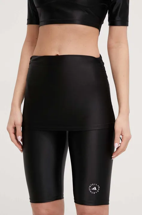 Къс панталон adidas by Stella McCartney 0 в черно с изчистен дизайн висока талия IN3647