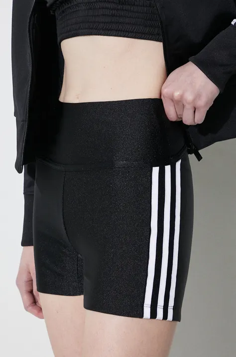 adidas Originals pantaloni scurți femei, culoarea negru, cu imprimeu, high waist  IP0724