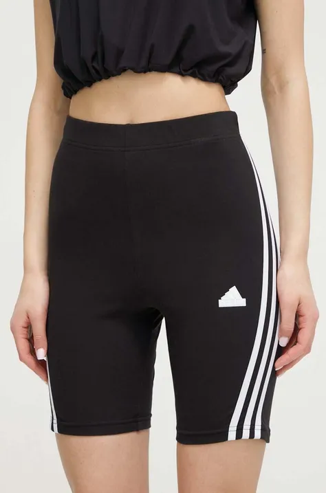 adidas pantaloni scurți femei, culoarea negru, cu imprimeu, high waist  IP1569