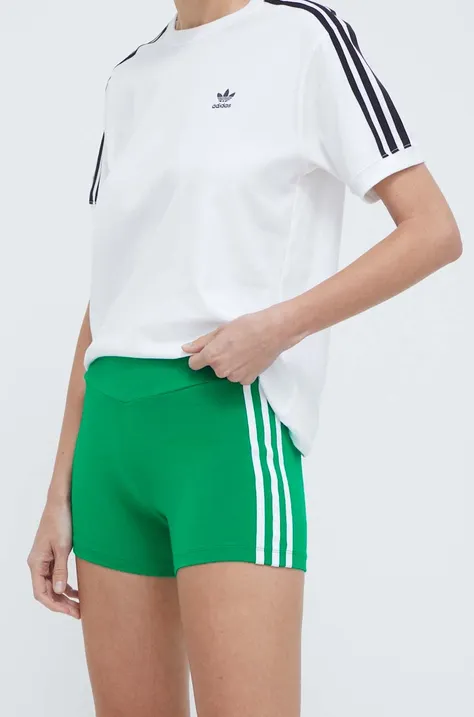 adidas Originals rövidnadrág női, zöld, nyomott mintás, magas derekú