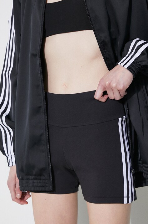 Kratke hlače adidas Originals 3-Stripes Adicolor za žene, boja: crna, s uzorkom, visoki struk, IP2980