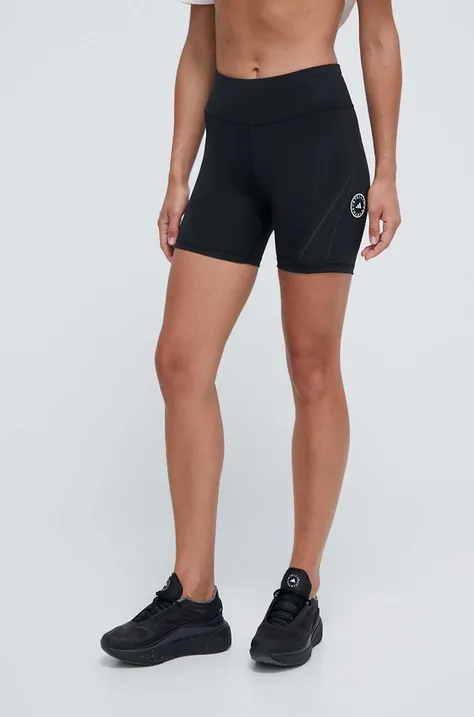 adidas by Stella McCartney szorty do biegania TruePace kolor czarny z nadrukiem high waist IQ4510