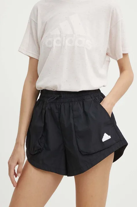 adidas szorty damskie kolor czarny gładkie high waist IQ4822