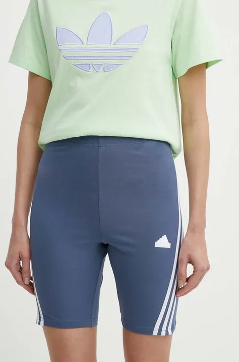 Шорты adidas женские цвет синий с узором высокая посадка IS3628