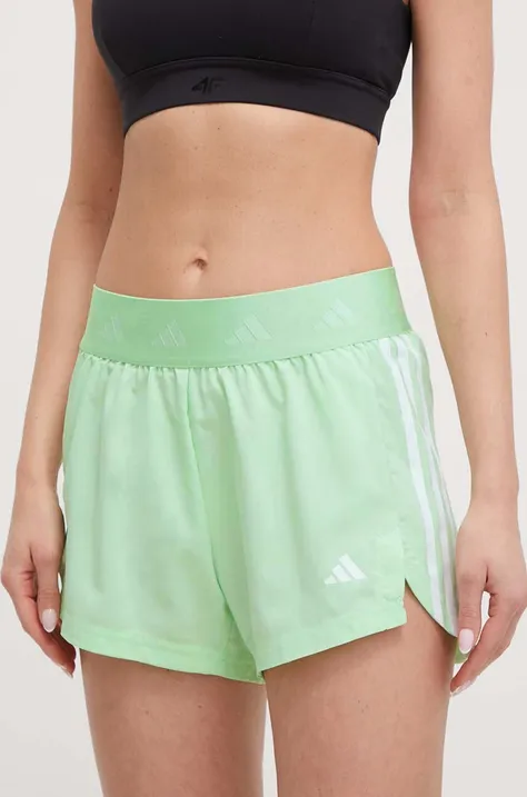 Tréninkové šortky adidas Performance Hyperglam zelená barva, s aplikací, high waist, IT4670