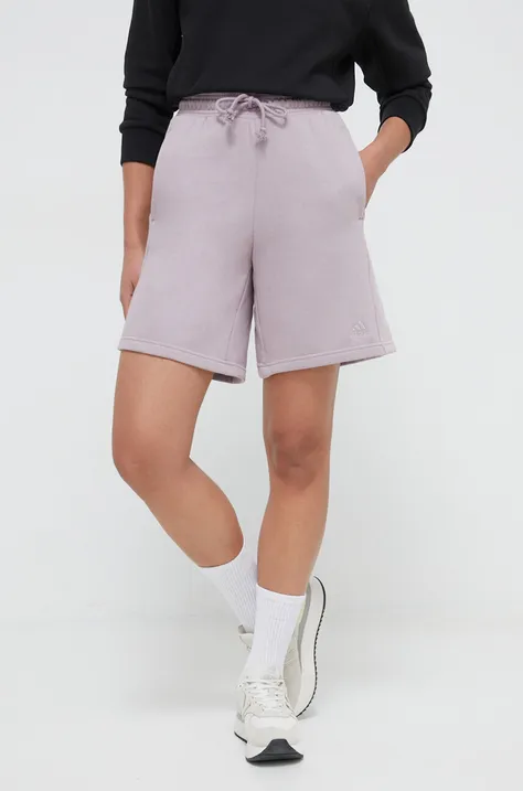 Kratke hlače adidas za žene, boja: ljubičasta, bez uzorka, visoki struk