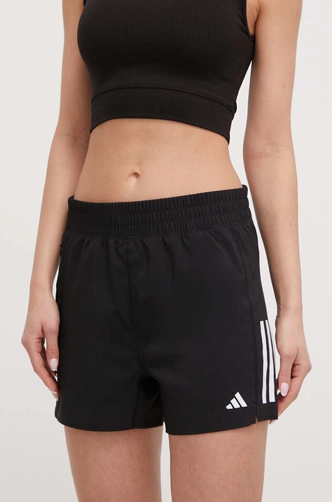 Běžecké šortky adidas Performance Own the Run černá barva, s potiskem, high waist, IX6371