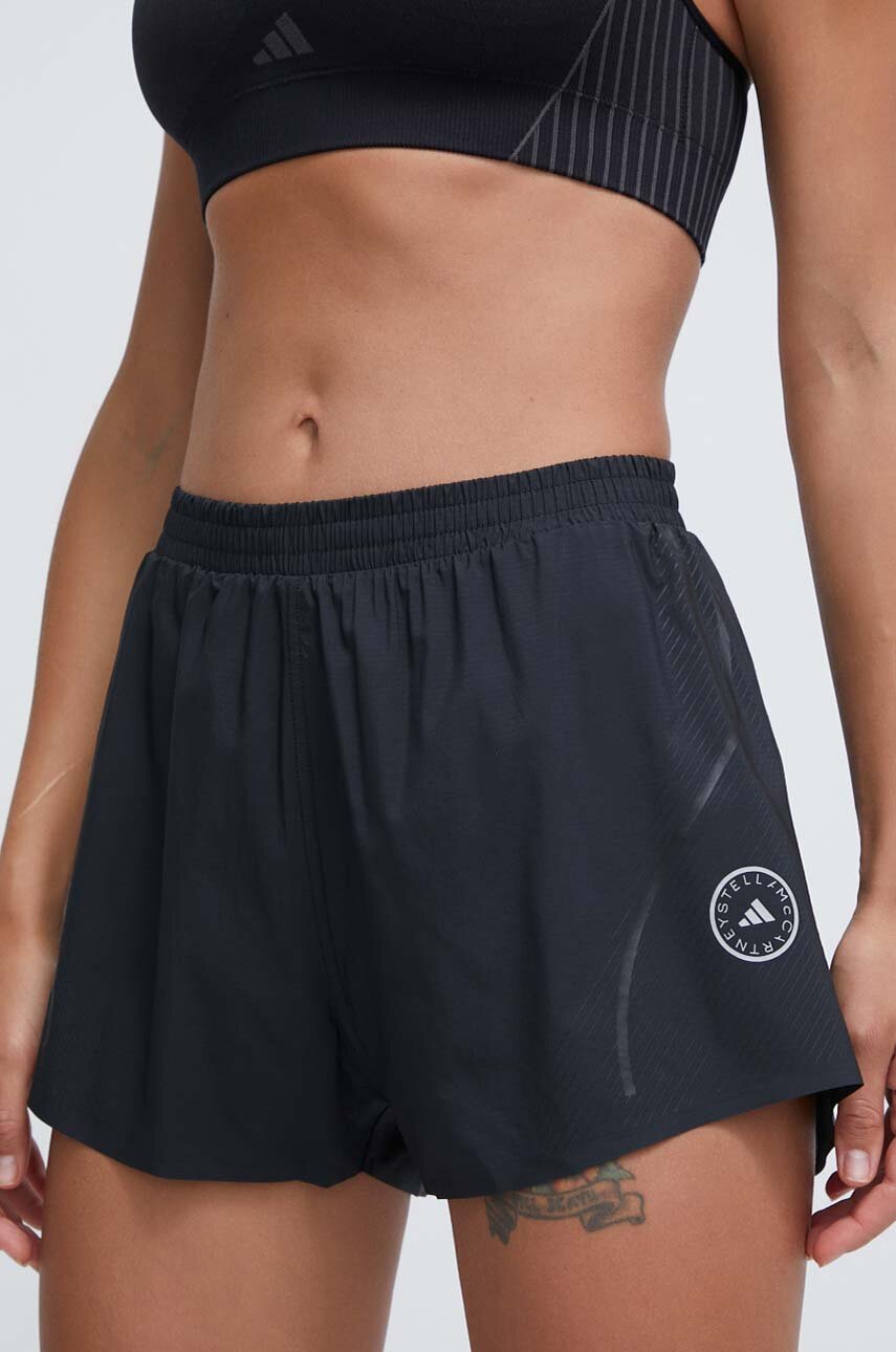 Běžecké šortky adidas by Stella McCartney TruePace černá barva, s potiskem, high waist, IT9728