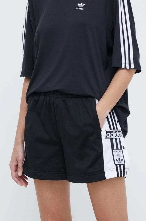 adidas Originals pantaloni scurți Adibreak de damă, culoarea negru, cu aplicații, talie înaltă IU2518