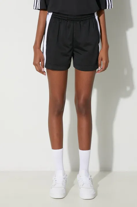 adidas Originals pantaloni scurți Adibreak de damă, culoarea negru, cu aplicații, talie înaltă IU2518