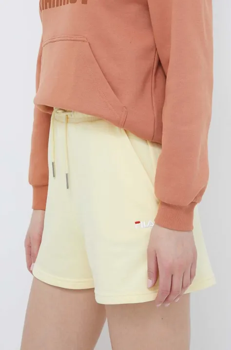 Kratke hlače Fila Buchloe za žene, boja: žuta, bez uzorka, visoki struk, FAW0702