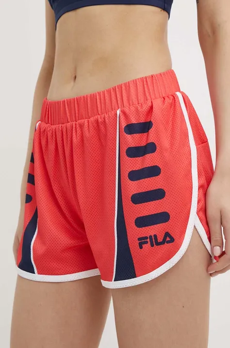 Къс панталон за бягане Fila Ruffec в оранжево с десен със стандартна талия FAW0718