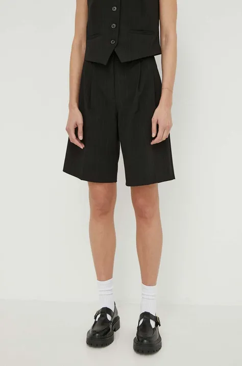Kratke hlače Samsoe Samsoe SAHAVENY za žene, boja: crna, s uzorkom, visoki struk, F24100054