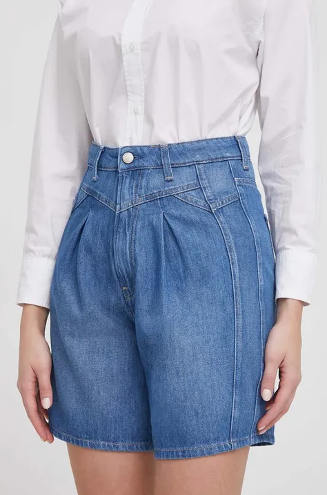 Džínové šortky Pepe Jeans dámské, hladké, high waist