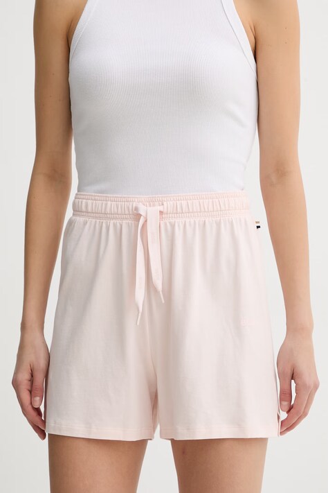 BOSS szorty lounge kolor różowy gładkie high waist