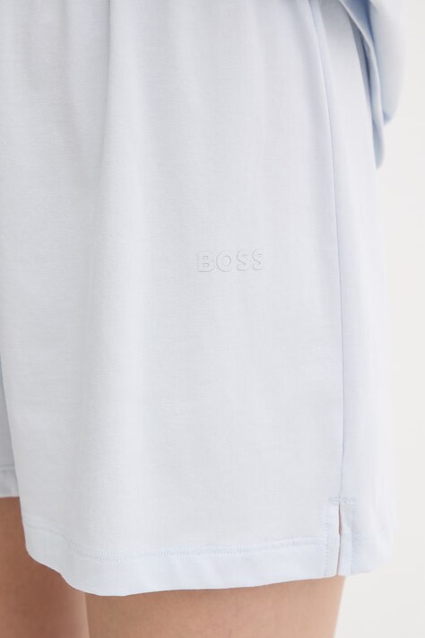 BOSS трикотажні шорти жіночі бавовняні з еластаном CI_Shorts CW — SS24-SZD08D, блакитний — фото 4