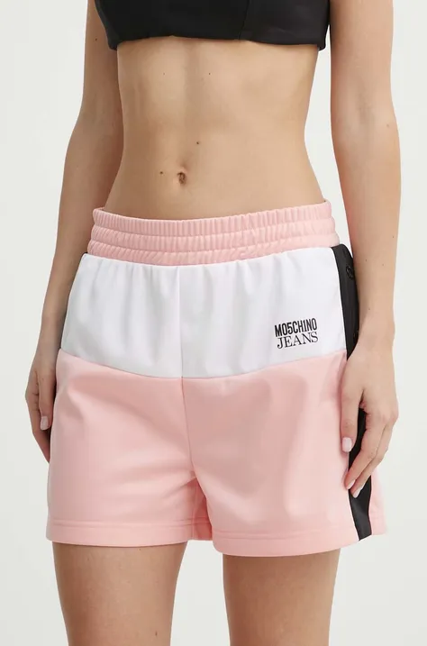 Moschino Jeans rövidnadrág női, rózsaszín, mintás, magas derekú