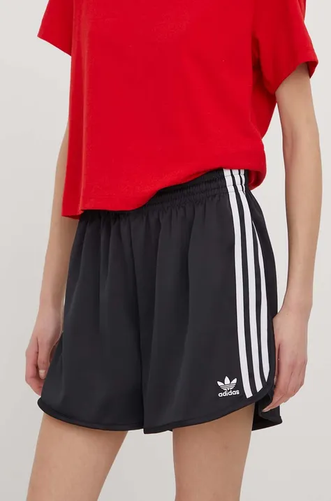 adidas Originals rövidnadrág női, fekete, nyomott mintás, magas derekú, IU2528