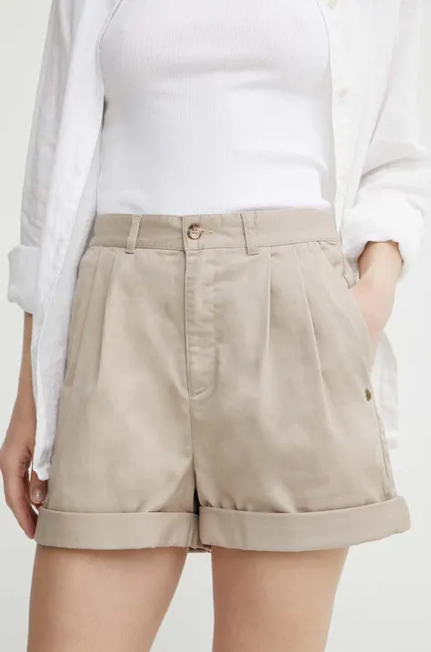 Kratke hlače Volcom za žene, boja: bež, bez uzorka, visoki struk