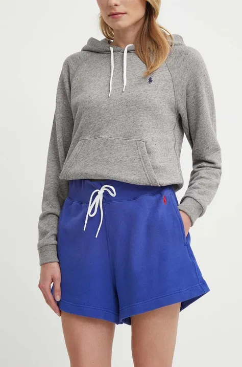 Pamučne kratke hlače Polo Ralph Lauren boja: ljubičasta, bez uzorka, visoki struk, 211935586