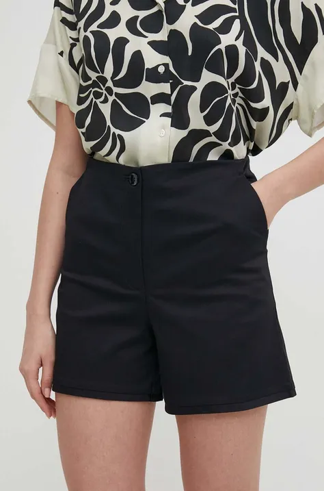 Kratke hlače Sisley za žene, boja: crna, bez uzorka, visoki struk