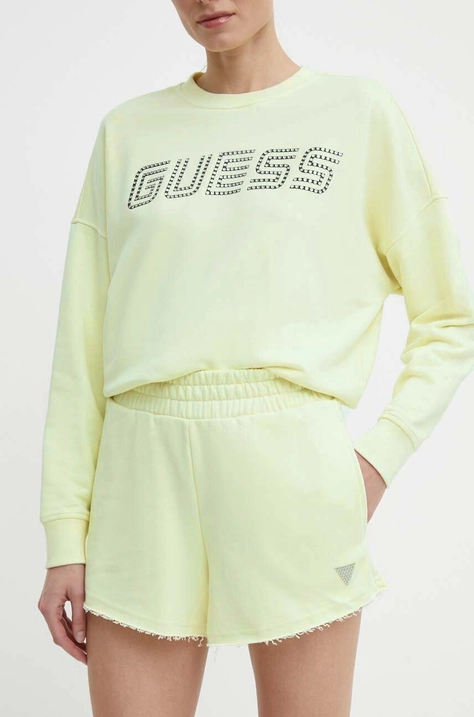 Guess pantaloncini SKYLAR donna colore verde con applicazione V4GD09 K8802