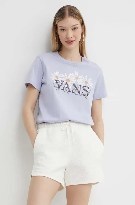 Vans pantaloni scurti femei, culoarea bej, neted, high waist