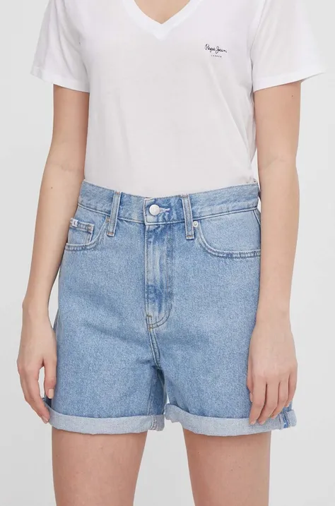 Джинсовые шорты Calvin Klein Jeans женские однотонные высокая посадка