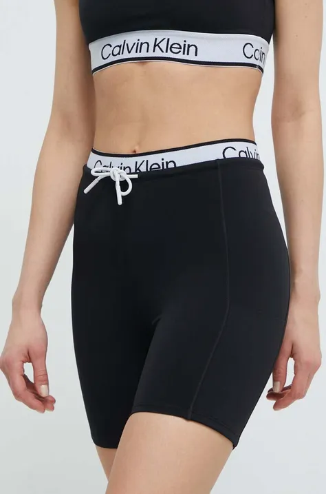 Къс панталон за трениране Calvin Klein Performance в черно с принт с висока талия