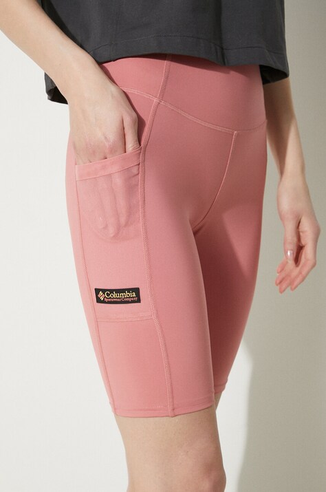 Columbia szorty Painted Peak damskie kolor różowy gładkie medium waist 2076061