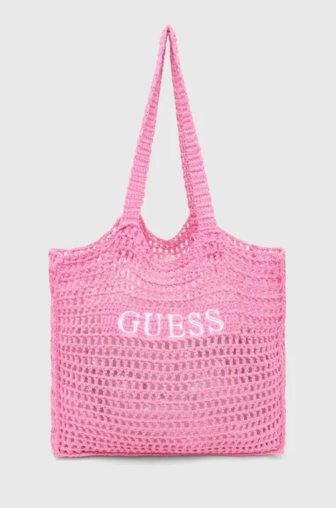Τσάντα παραλίας Guess χρώμα: ροζ, E4GZ09 WG4X0